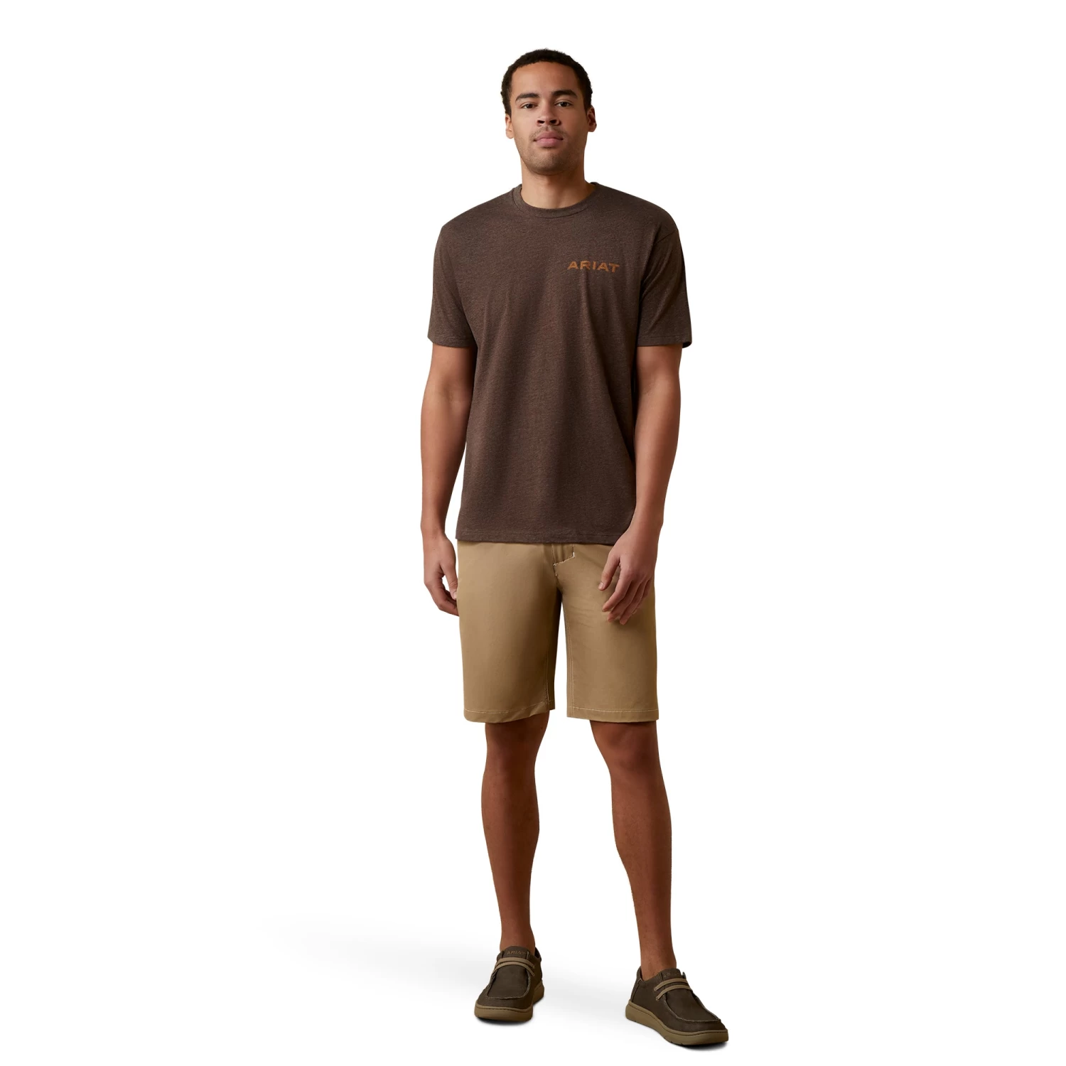 Ariat® Men's Shield Stitch Brown Heather T-Shirt 10045288 5 Ariat® Men's Shield Stitch Brown Heather T-Shirt 10045288 - Image 3