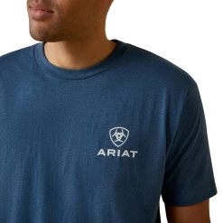 Ariat® Men's Daytona Stripes Sailor Blue Heather T-Shirt 10045292 -ARIAT Cowboy Gear S23 MNS WEST 10045292 detail01