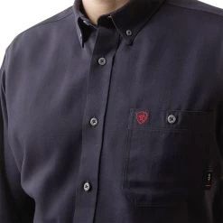 Ariat® Men's FR Air Inherent Navy Button Down Work Shirt 10040899 -ARIAT Cowboy Gear S23 MNS WORK 10040899 detail01