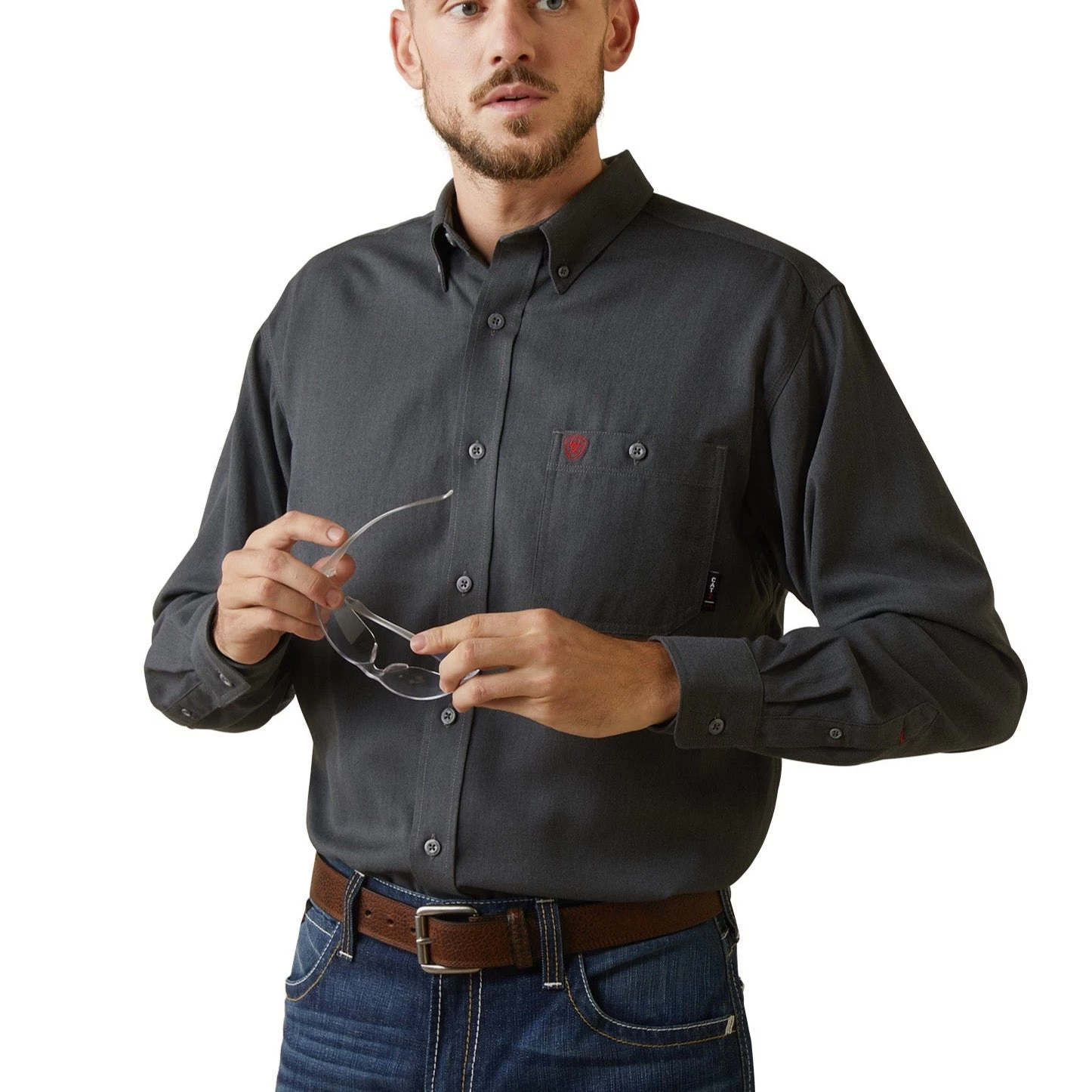 Ariat® Men's FR Air Inherent Charcoal Button Down Work Shirt 10040901 3 Ariat® Men's FR Air Inherent Charcoal Button Down Work Shirt 10040901