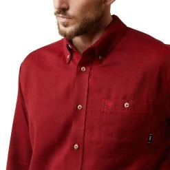 Ariat® Men's FR Air Inherent Red Heather Button Down Work Shirt 10043084 -ARIAT Cowboy Gear S23 MNS WORK 10043084 detail01