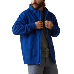 Ariat® Men's Rebar Workman Full Zip Royal Blue Hoodie 10043479