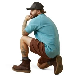 Ariat® Men's Rebar Cotton Strong™ Heather Blue T-Shirt 10043485 -ARIAT Cowboy Gear S23 MNS WORK 10043485 back