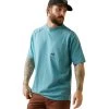 Ariat® Men's Rebar Cotton Strong™ Heather Blue T-Shirt 10043485 -ARIAT Cowboy Gear S23 MNS WORK 10043485 front