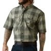 Ariat® Men's Rebar Made Tough DuraStretch™ Green Plaid Shirt 10043490 2 Ariat® Men's Rebar Made Tough DuraStretch™ Green Plaid Shirt 10043490 -ARIAT Cowboy Gear S23 MNS WORK 10043490 front