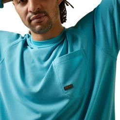 Ariat® Men's Rebar Heat Fighter Maui Blue T-Shirt 10043542 -ARIAT Cowboy Gear S23 MNS WORK 10043542 detail02