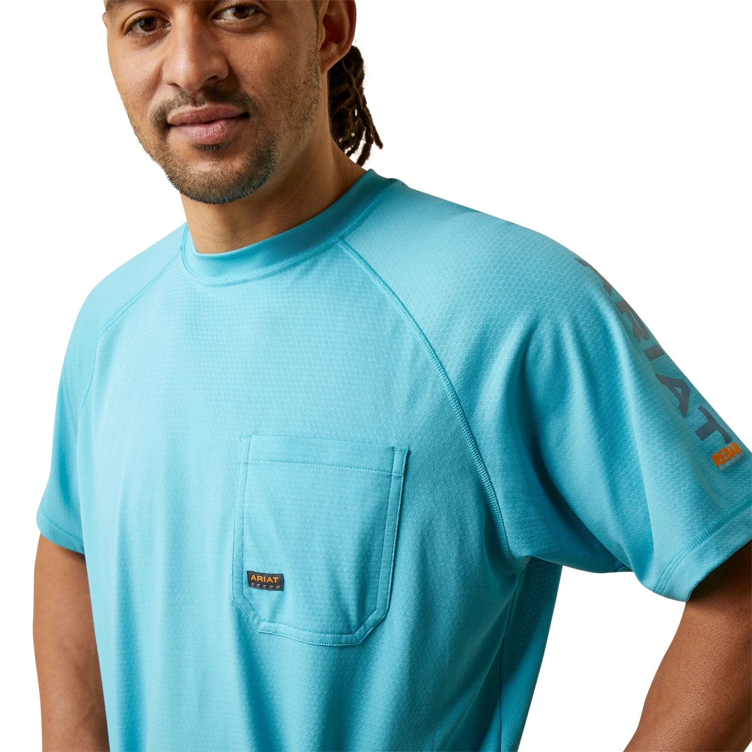 Ariat® Men's Rebar Heat Fighter Maui Blue Short Sleeve T-Shirt 10043544 5 Ariat® Men's Rebar Heat Fighter Maui Blue Short Sleeve T-Shirt 10043544 - Image 3