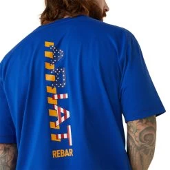 Ariat® Men's Rebar Workman USA Logo Royal Blue T-Shirt 10043560 -ARIAT Cowboy Gear S23 MNS WORK 10043560 detail02