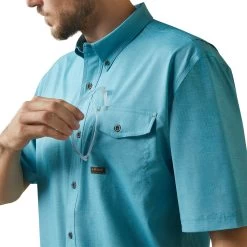 Ariat® Men's Rebar Made Tough VentTEK DuraStretch™ Blue Shirt 10043580 -ARIAT Cowboy Gear S23 MNS WORK 10043580 detail02
