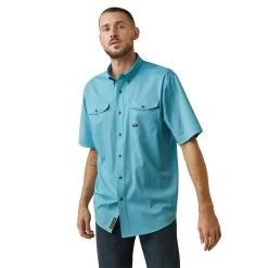 Ariat® Men's Rebar Made Tough VentTEK DuraStretch™ Blue Shirt 10043580
