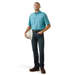 Ariat® Men's Rebar Made Tough VentTEK DuraStretch™ Blue Shirt 10043580 -ARIAT Cowboy Gear S23 MNS WORK 10043580 full