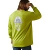 Ariat Men's FR Roughneck Skull Logo Bright Lime Work Shirt 10043590 -ARIAT Cowboy Gear S23 MNS WORK 10043590 back