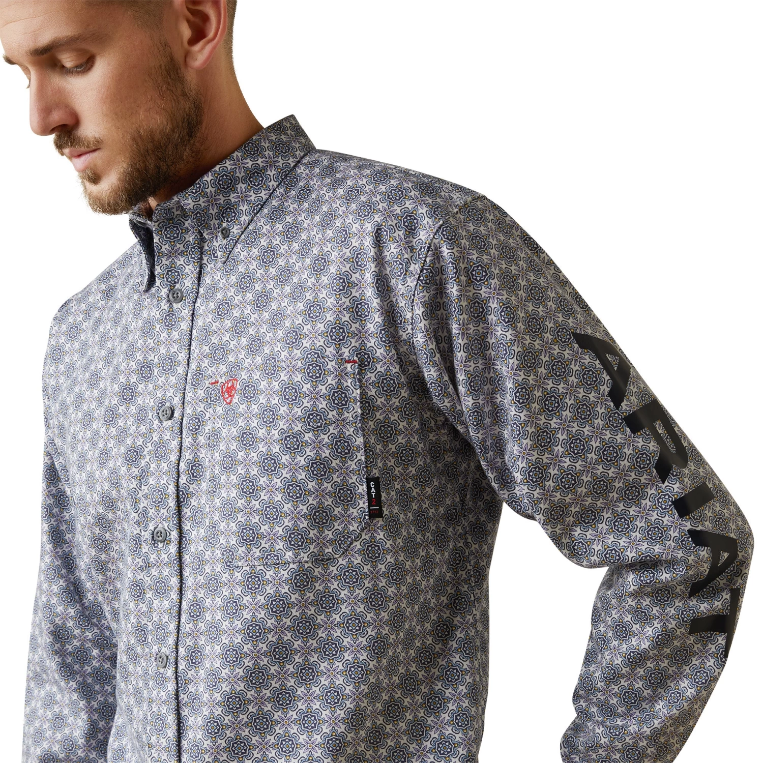 Ariat® Men's FR Amato Logo Stretch Lavender Work Shirt 10043750 6 Ariat® Men's FR Amato Logo Stretch Lavender Work Shirt 10043750 - Image 4