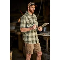 Ariat® Men's Rebar Made Tough DuraStretch™ Green Plaid Shirt 10043490 -ARIAT Cowboy Gear S23 MNS WORK Dutra Quarry LaCunha Shot 02 5469 RTL11