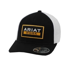 Ariat® Men's Logo Patch Black & White Snapback Hat A300018501